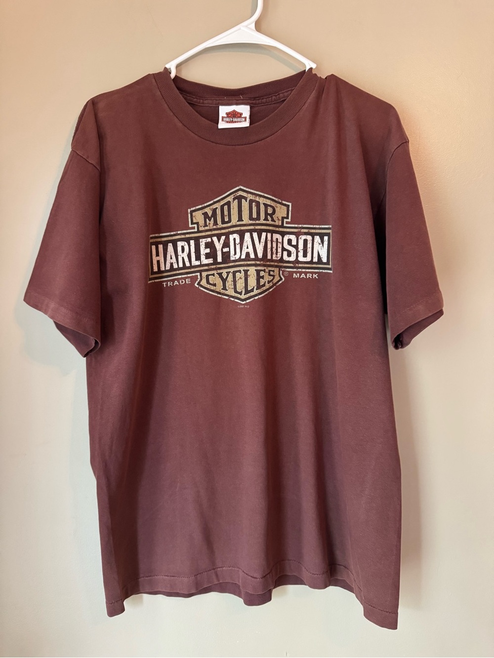 Harley-Davidson Distressed Maroon Short Sleeve Logo Tee